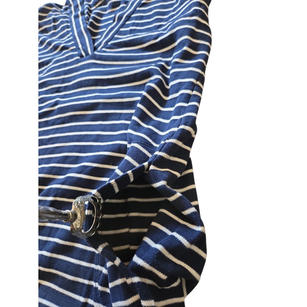 ATM Anthony Thomas Melillo Womens Navy Striped V-Neck Pima Cotton Shift Dress M - Picture 9 of 11